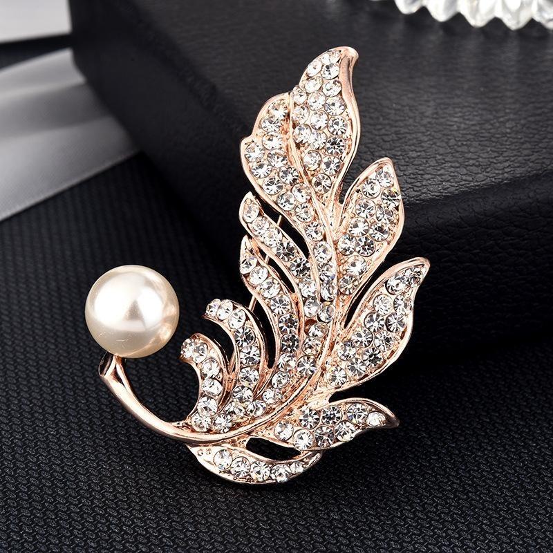 Brooch High-End Niche Silk Scarf Buckle Alloy Diamond Coat Pearl Corsage Pin Accessories