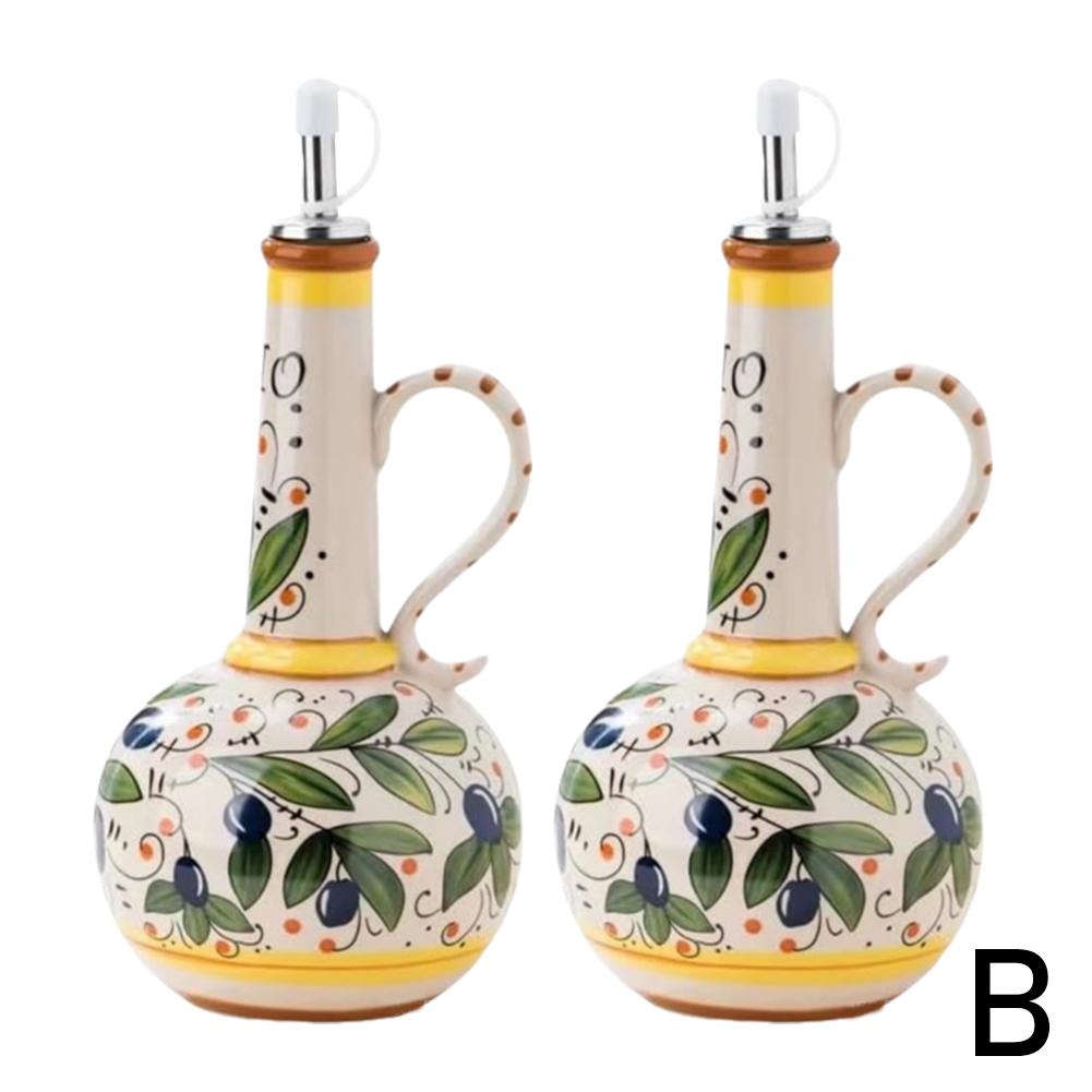 Диспенсер для оливкового масла 700 мл, тисненый керамический диспенсер для масла, уксуса, масла, керамическая бутылка, контейнер для хранения масла, приправы L9S8
