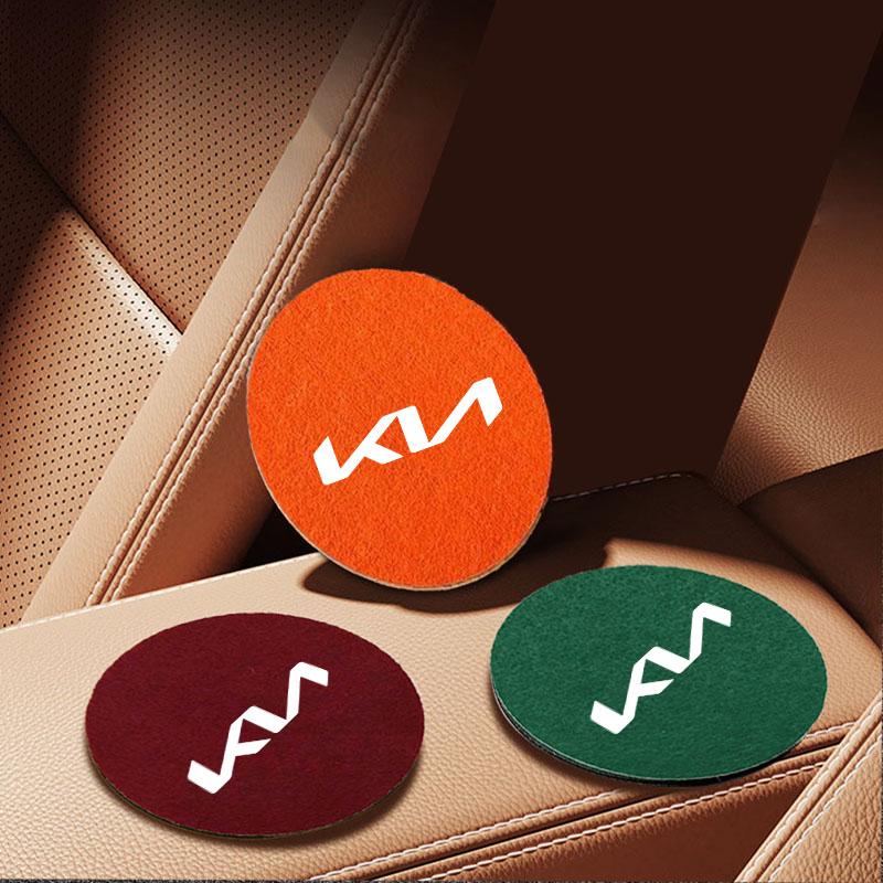 DDMS8 Car Water Cup Pad Round Felt Coaster Mat Anti-Slip Car Water Coaster Cup Mat For Kia Rio 3 4 K2 K3 X-Line Car Accessories