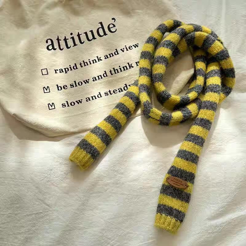 Korean Y2K Color Block Wool Blend Scarf - Versatile & Stylish for Women