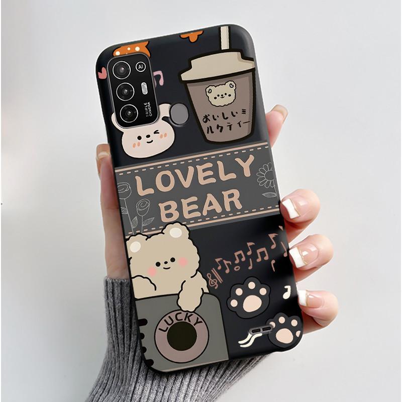 Casing For ZTE Blade A52 / A52 Lite Case Aesthetic Cute Cat Astronaut Phone Case Black Soft Silicone TPU Back Cover Bumper Shell