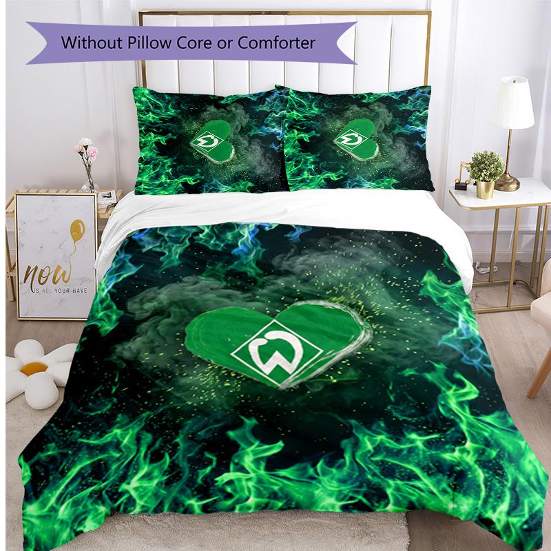 Werder Bremen Football Printed 3 Pieces Bedding Set, Comfortable Skin Friendly Bedroom Duvet Cover Set
