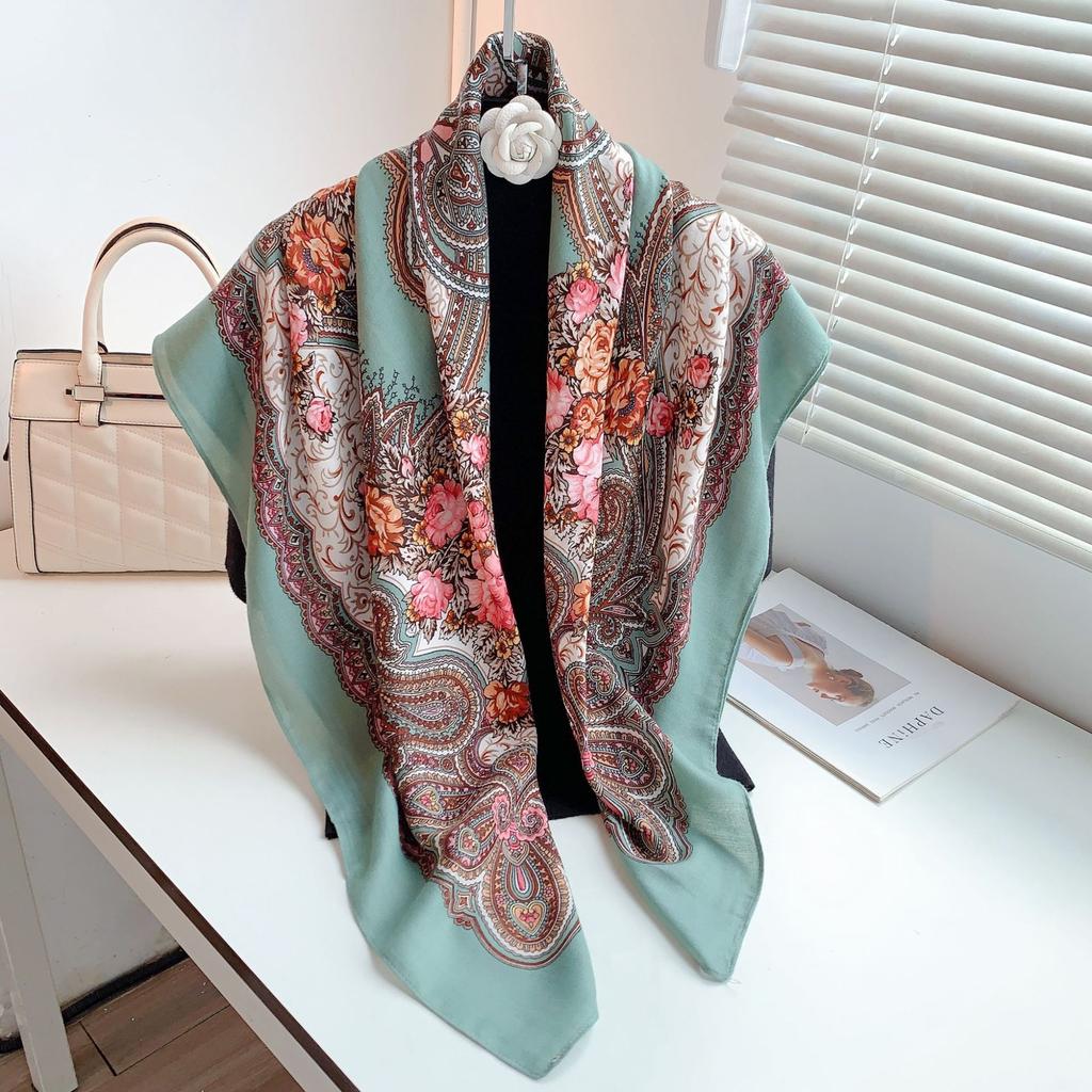 Принтованный квадратный шарф новый ретро двухцелевой большой шарф солнцезащитный Синьцзян путешествия универсальная косынка шаль