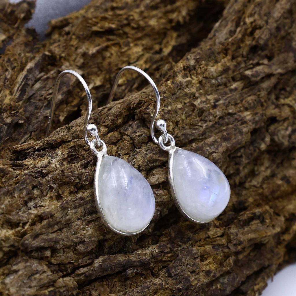 Moonstone Gemstone Earring, Handmade Earring, Dangle Earring, 925 Sterling Silver, Birthstone Earring, Silver Jewelry