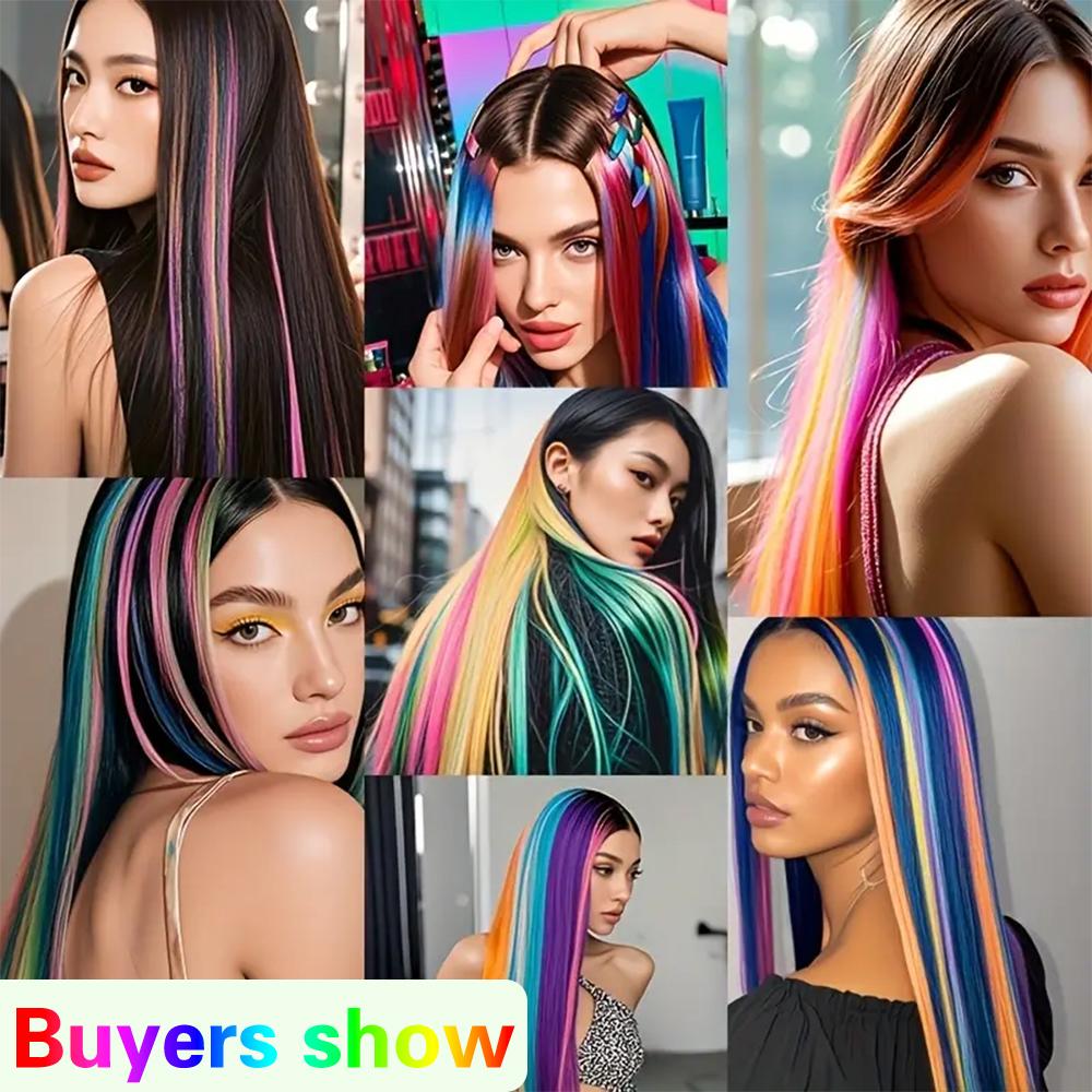LISI HAIR 1 шт. синтетические длинные прямые цветные заколки для волос, подходящие разноцветные накладки для волос для женщин, повседневные аксессуары для вечеринок и фестивалей
