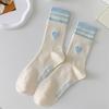 Милый стиль Двойная любовь Носки Макаруновый цвет Вышивка сердечком Любви Хлопковый носок Харадзюку Полосатые носки