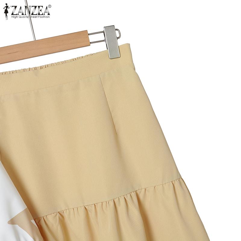 ZANZEA Women Print Blouse and Long Skirts Summer Two Piece Suit Sets