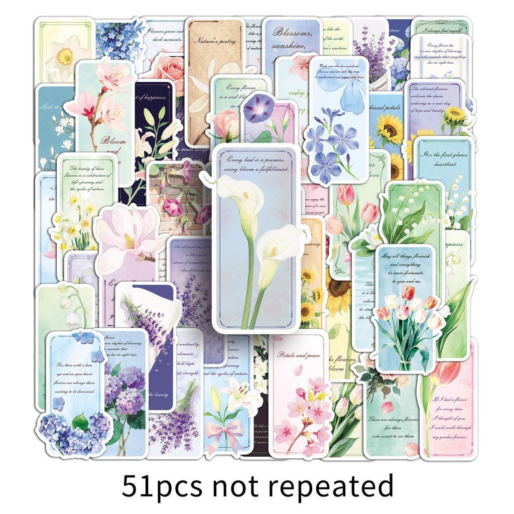 51 Floral Bookmark Stickers: Girly Heart & Plant Designs for Journals & DIY Projects