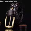 Woven Men Vintage Casual Leather Belt With Mesh Pattern And Buckle Antique