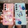 Прозрачный чехол с принтом бабочек для Samsung A57 A37 A17 S26 S25 S24 Ultra S23 S22 S21 FE A54 A15 A35 A55 A16 A26 A36 A56 5G с задней крышкой и слотом для карты