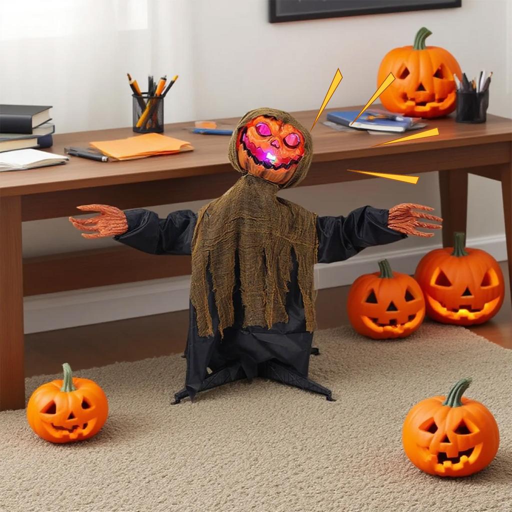 Halloween Standing Swing Pumpkin , Electric , Glowing And Sound-emitting, Terrifying Decorative Prop Garden