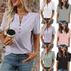 Summer Round Neck Short Sleeved Flower Jacquard Top Button T-shirt for Women Shirt