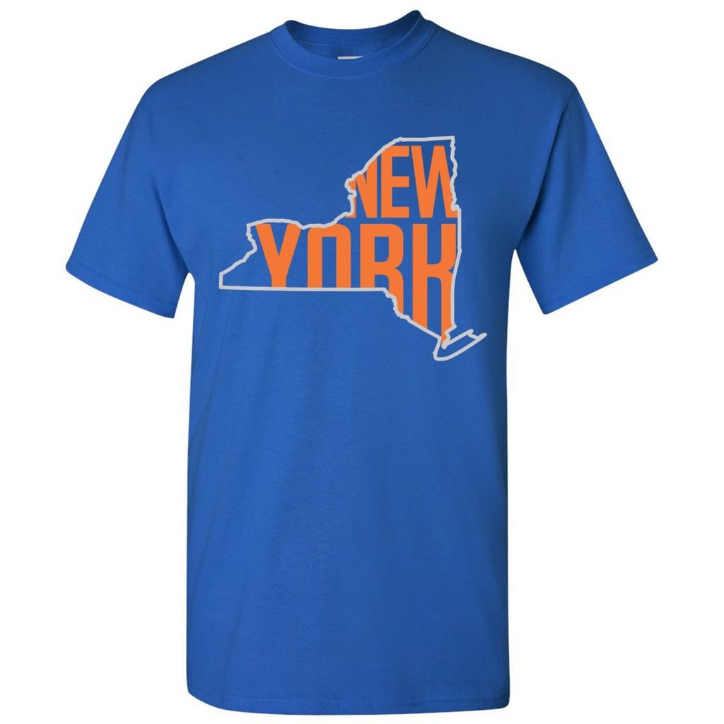 New York Basketball State Outline - Hometown State Sports Team T-Shirt - Royal