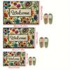 VIKAMA Colourful Floral Doormat – Non-slip and Sound-absorbing Entryway Mat, Bathroom Rug, Home Interior Decoration