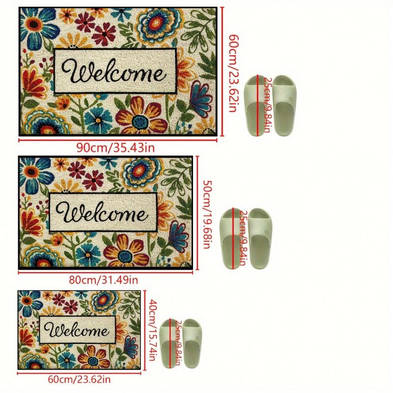 VIKAMA Colourful Floral Doormat – Non-slip and Sound-absorbing Entryway Mat, Bathroom Rug, Home Interior Decoration
