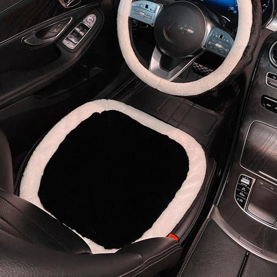 Уютная подушка для автомобильного сиденья, зимняя плюшевая четырехсезонная черно-белая волокнистая грелка, автомобильные аксессуары