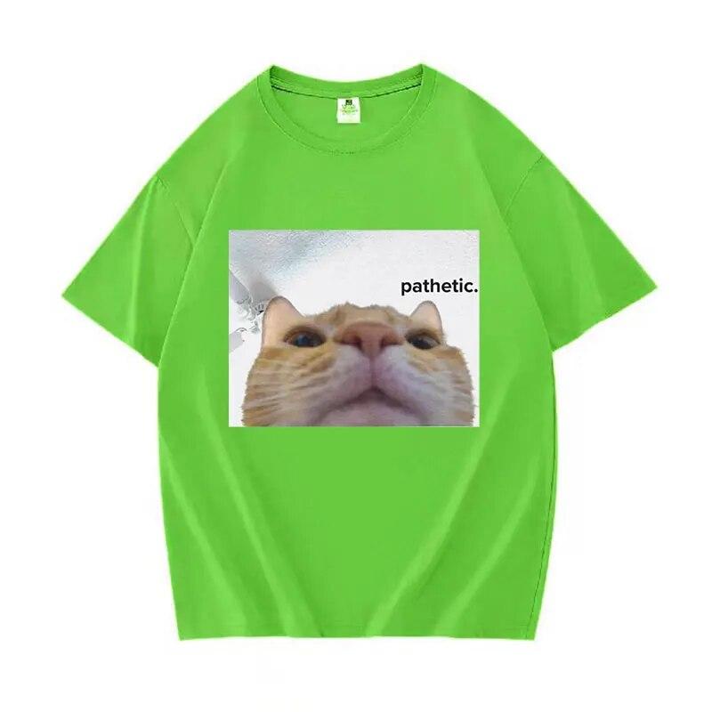 Забавные футболки с рисунком Pathetic Cat Meme, женские модные повседневные футболки унисекс с коротким рукавом, летние футболки большого размера из 100% хлопка с круглым вырезом