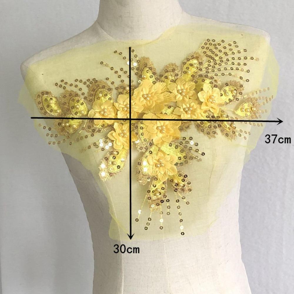 Embroidery Flower Mesh Bead Phoenix Tail Flower Embroidery Patches New Clothing Sew Patches Party