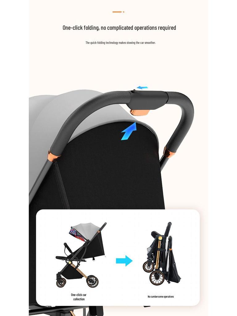 Легкая детская коляска: Сидеть и лежать, Складывание одной кнопкой, Четырехамортизационная подвеска, Уличная коляска-зонт.