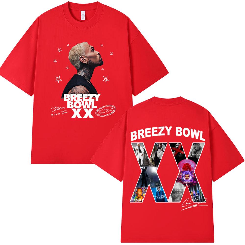 Chris Brown Breezy Bowl XX 2025 Concert Tour Tshirt Unisex Women Fashion Hip Hop T Shirt Unisex Oversized Cotton Casual Tshirts Tops