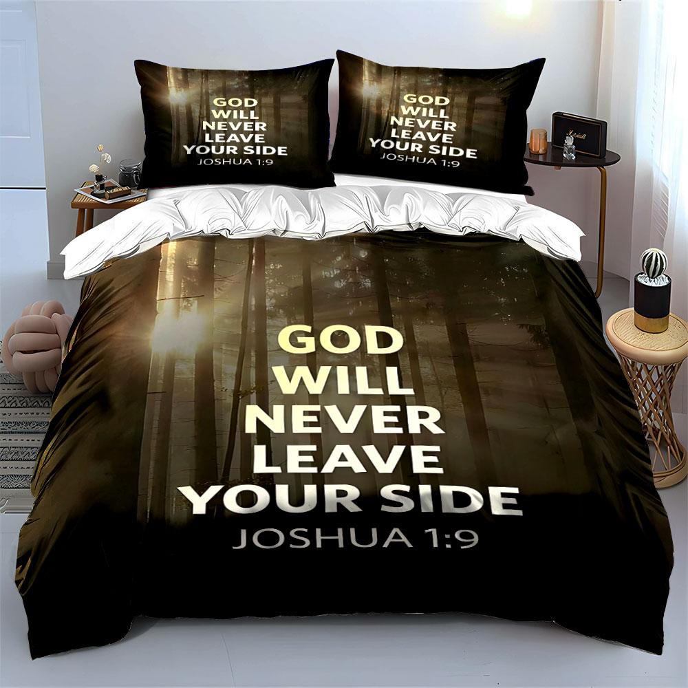 God Will Never Leave You Bedding Duvet Cover Set Duvet Cover Pillowcases (1*Duvet Cover 2*Pillowcases, without duvet insert)