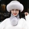 WTEMPO Мягкий толстый теплый шарф и шапка из меха фуакса, женский однотонный большой шарф + шапка, ветрозащитные и морозостойкие аксессуары для улицы