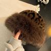 Hat Female Thickened Retro Leopard Print Plain Ear Protector Hat Show Small Face Mongolian Cold Wind Street Melon Rind Thermal Basin Hat