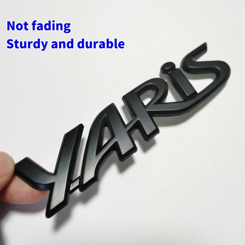 BAWI7 3D Metal Yaris Logo Emblem Badge Matte black Chrome Plated Trunk Letter Sticker For Toyota Yaris Car Exterior Decor Accessories