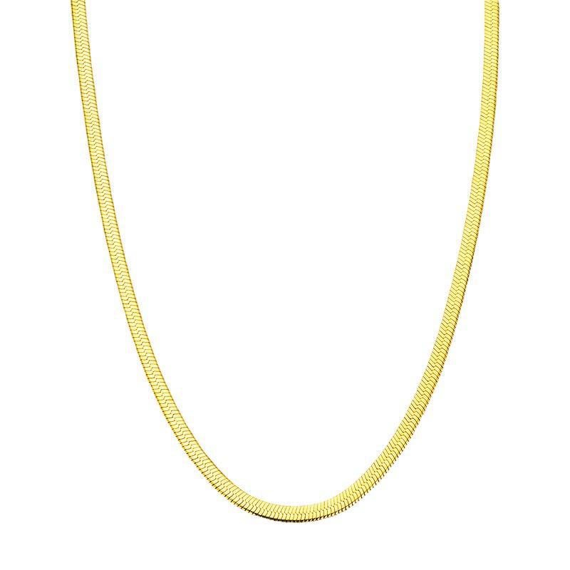 18K Gold Plated Flat Snake Chain Necklace for Women