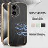 Gold Silk Leather Texture Plating Phone Case For Honor 300 Ultra 200 Pro X60 Pro 6D Electroplated Tough Cover Magic 7 Pro 6 Pro