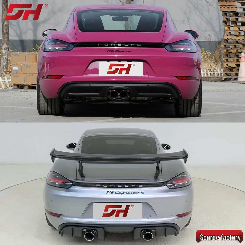 Carbon Fiber GT4 Rear Wing for Porsche 718 (2017-2025) - Easy Non-Destructive Installation, High-Quality Dry Carbon Fiber.