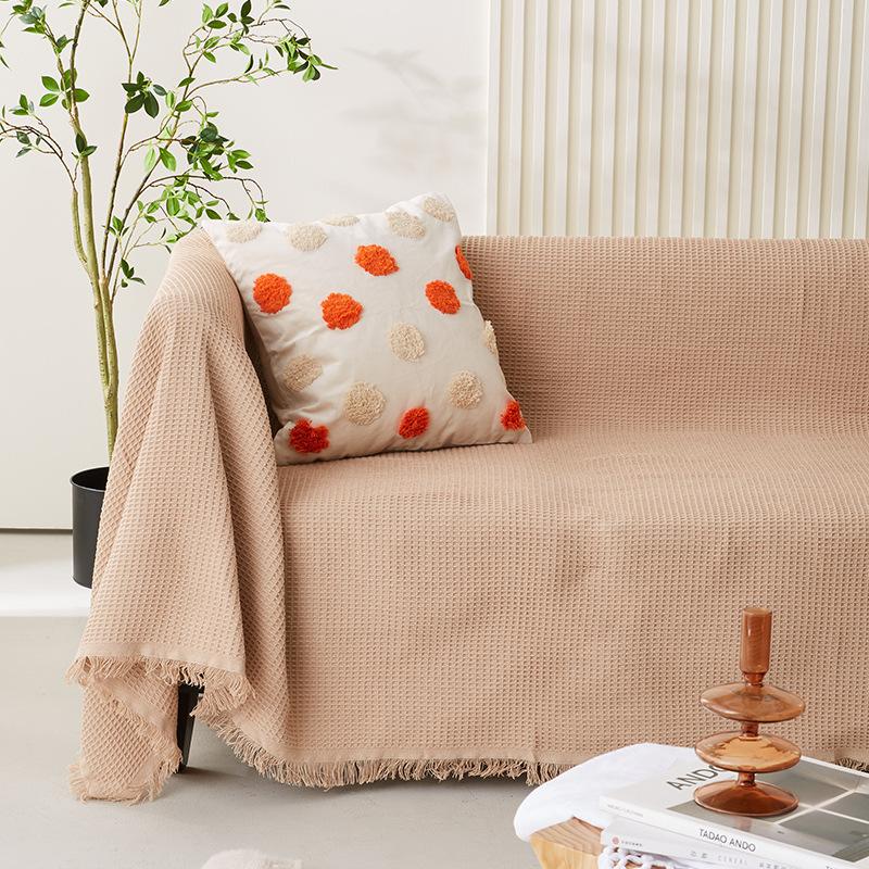 Сплошной цвет вафельный диван Полотенце Чехол для дивана Ткань Полный пакет Диван Одеяло для отдыха