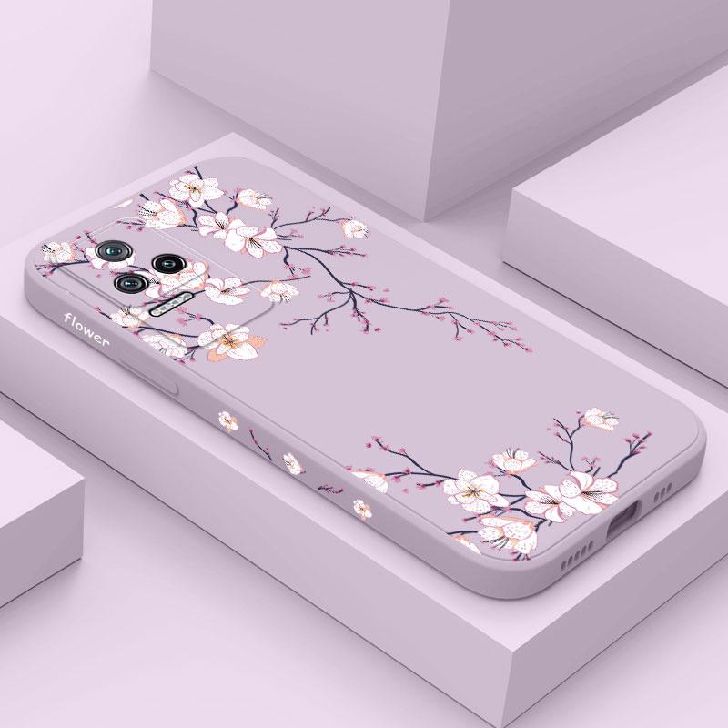 Чехол для телефона 'Цветок сливы' для Xiaomi Poco M6 X6 F6 M5S X5 F5 F4 X4 M5 M4 F3 X3 M3 F2 X2 Pro C40 4G 5G GT Жидкий силиконовый чехол