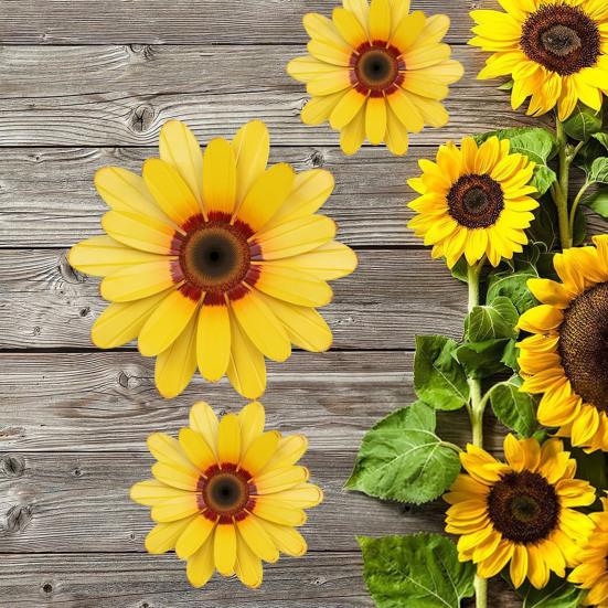 3Pcs/Set Sunflower Wall Decoration Rustic Wooden Sunflower Sign Wall Art Sunflower Ornament for Farmhouse Home Living Room Decor