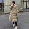 Stand Collar Windproof Coats Winter Women Buttons Big Pockets Long Parka Thickened Warmer Cotton Jacket Korean Puffer Jacket