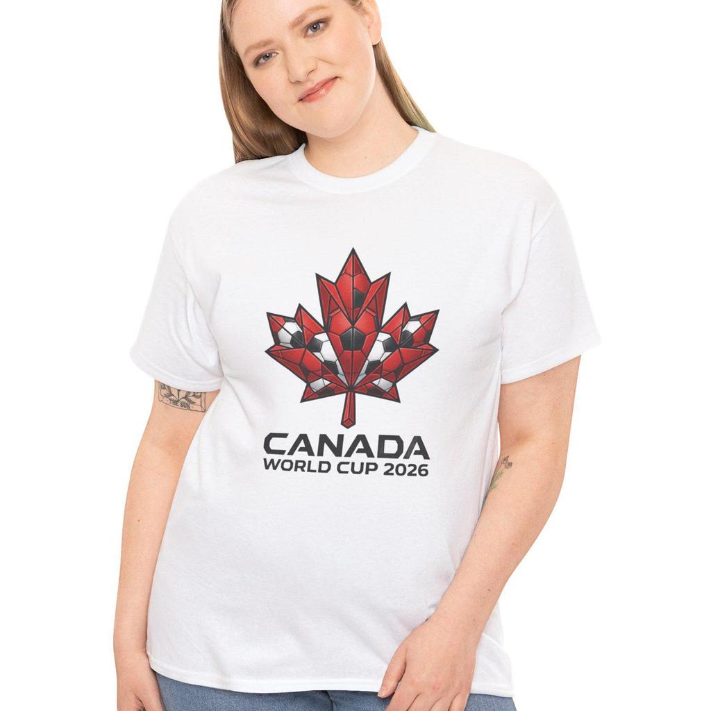 Canada World Cup 2026 Maple Leaf T-Shirt | Soccer Ball Geometric Design