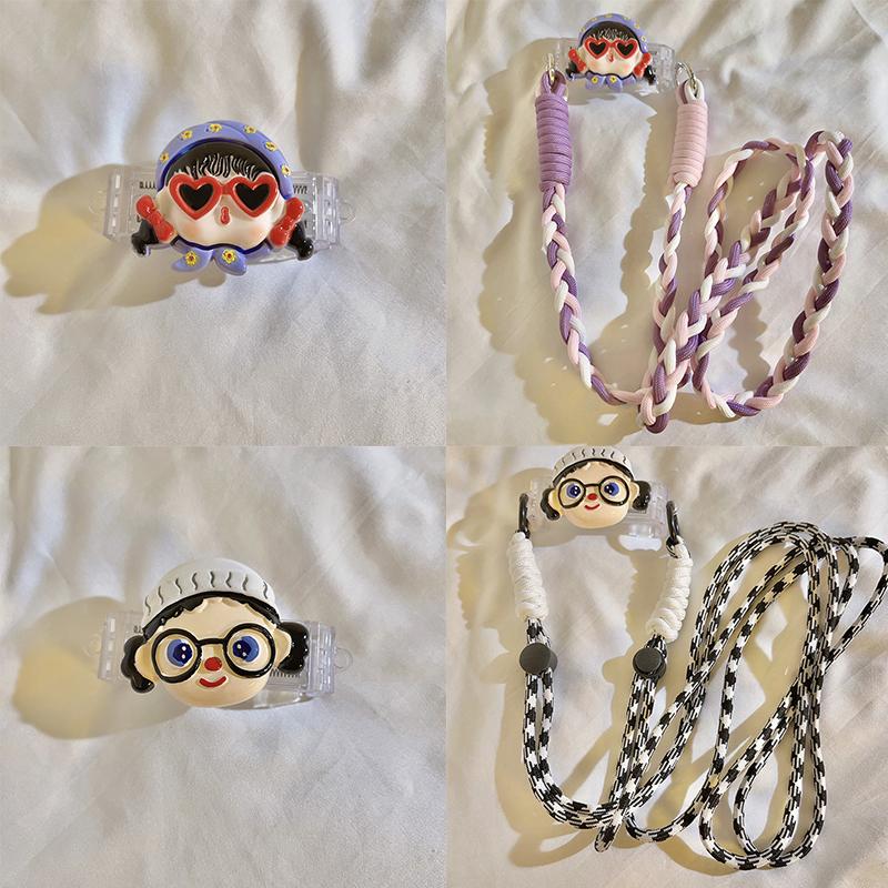 Kawaii Универсальный ремешок с зажимом для телефона, милый мультяшный длинный ремешок через плечо для женщин и девочек, нескользящий ремешок для телефона