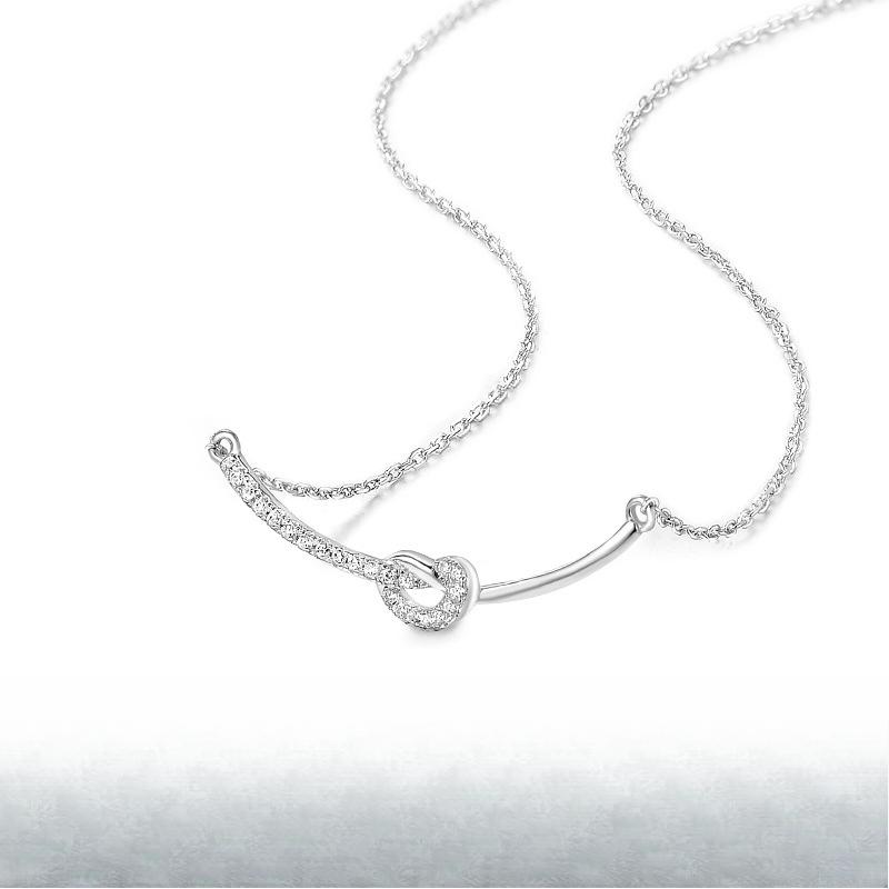 Ожерелье с завязанной улыбкой, женская ключичная цепочка, японский и корейский стиль Ins, сверкающий бриллиант, универсальное для невысоких людей