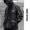 CR And Men's Functional Loose Jackets Dark Hooded Windproof Splicing Reflective Windbreaker Punk Rush Coat