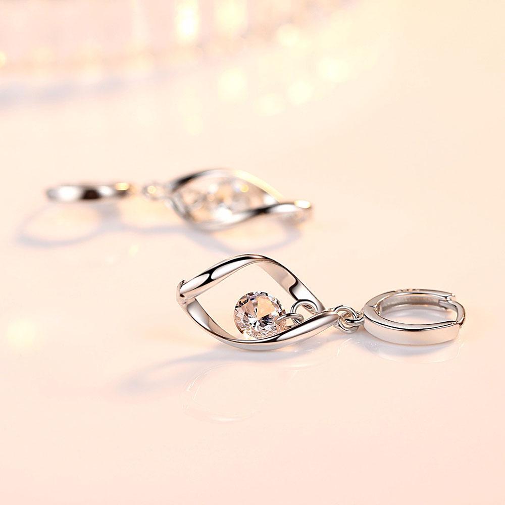 Новые женские серьги из стерлингового серебра 925 пробы, модные длинные белые пудровые синие серьги высокого качества, модные поворотные серьги, ювелирные изделия, подарок