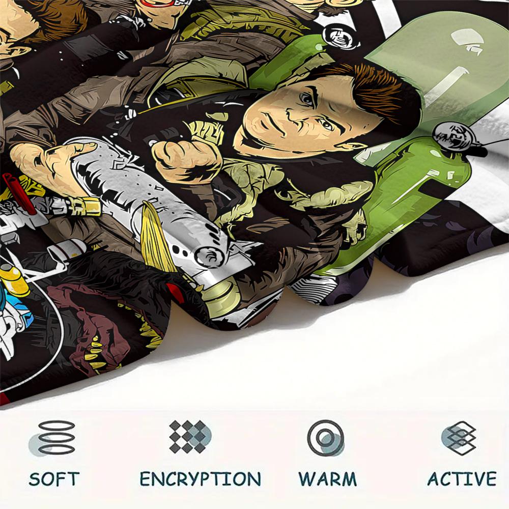 1PC Ghostbusters Print Flannel Blanket, High quality All Seasons, Home Decor, Warmth and Comfort, Perfect for Christmas Gifts