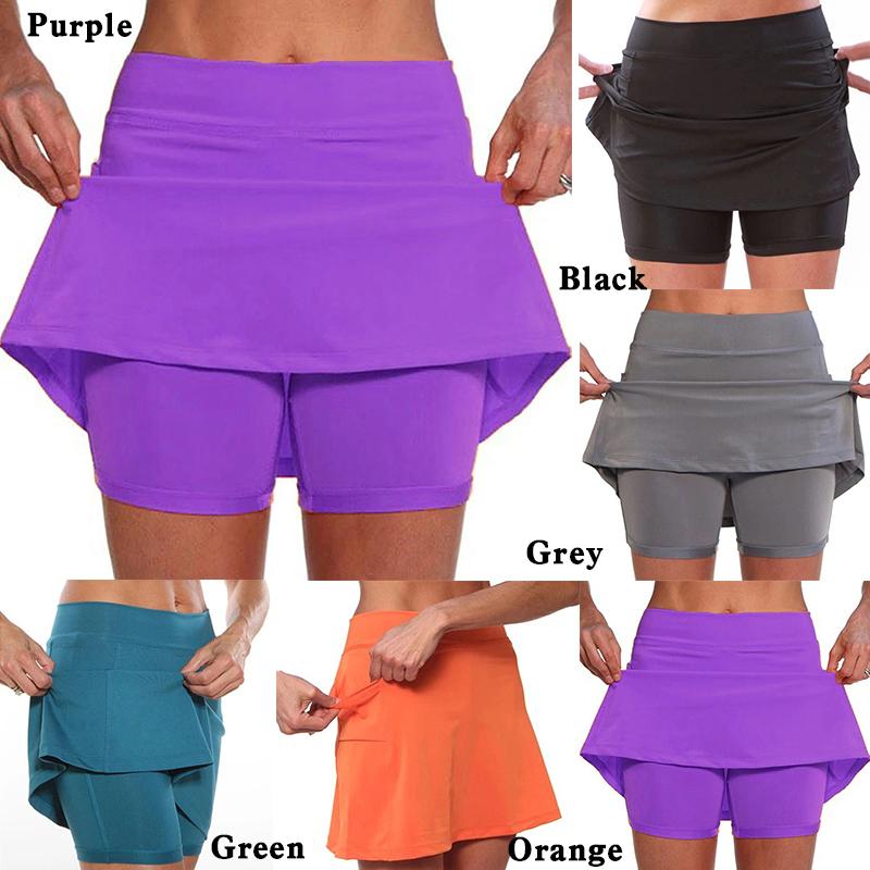 5 цветов, юбка для тренировок, шорты, однотонная женская модная юбка для бега с карманами, теннис