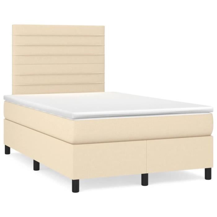 VidaXL Divan Bed with Mattress Cream 120x200 Cm Fabric - Model 3141846