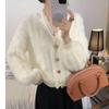 Cozy Oversized Mink Sweater Women Short Loose Knit Cardigan Fashionable Soft Autumn Winter Lazy Chic