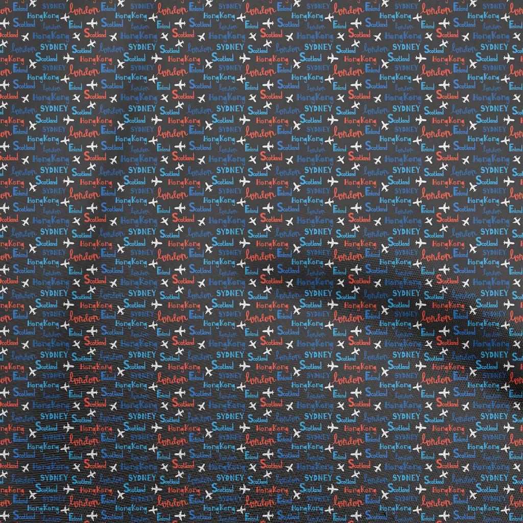 oneOone Cotton Flex Dark Blue Fabric Travel Fabric For Sewing Printed Craft Fabric By The Yard 40 Inch