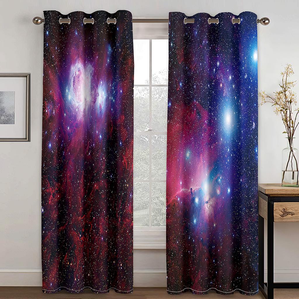 3D цифровая печать звездных штор для детей, оконные шторы, полиэстер, черный, темно-синий, синий, современный, индивидуальность, детская гостиная