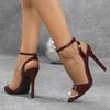 Wine Red Patent Leather Ankle Strap Designer High Heels Gladiator Sandals Women Open Toe Wedding Banquet Shoes Size 35-43