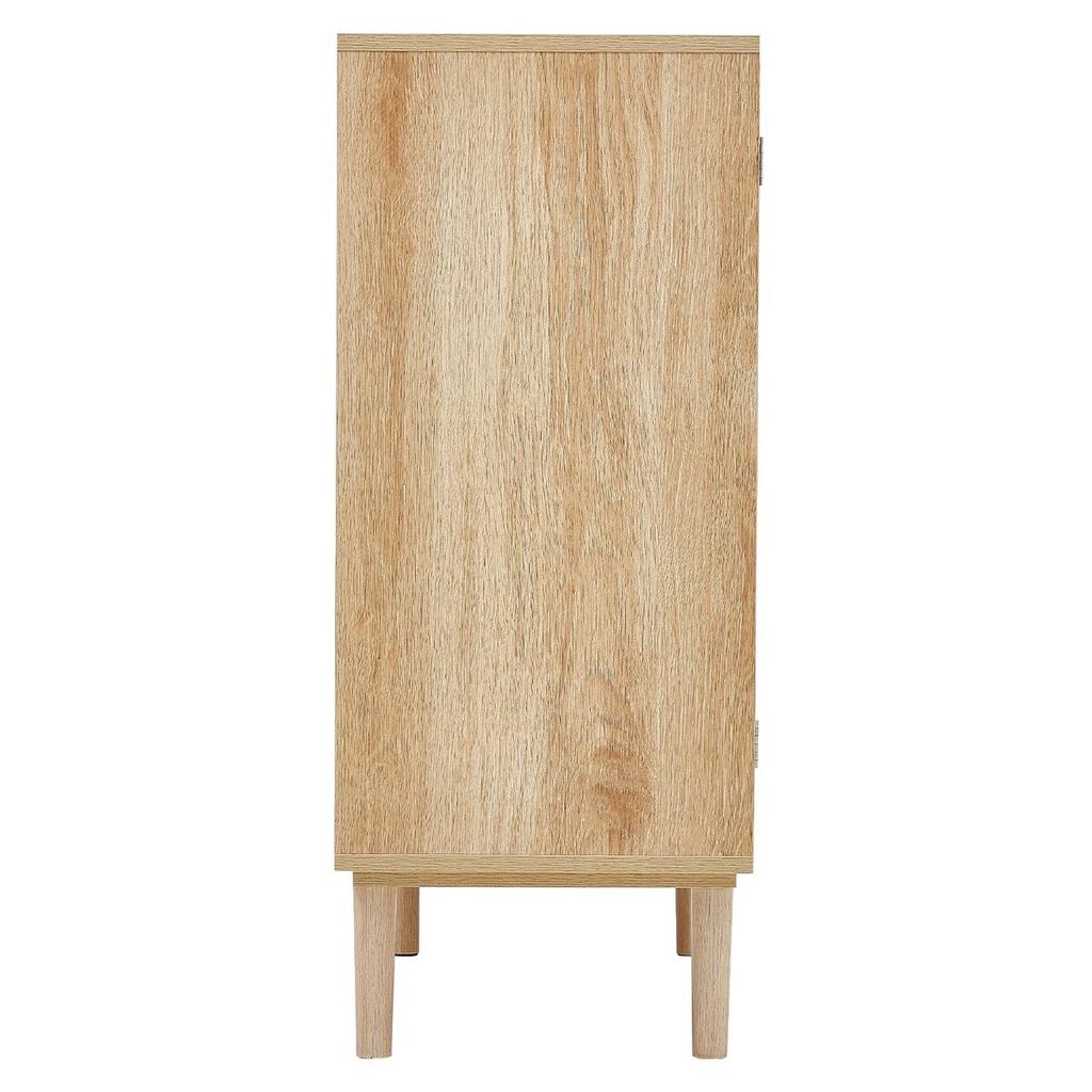 Rattan Cabinet Storage with 2 Magnetic Doors & Adjustable Shelves Natural