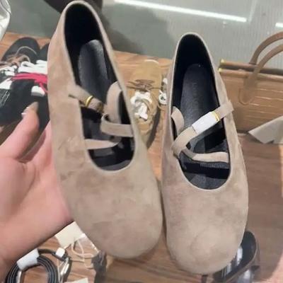 Кожаные корейские туфли Мэри Джейн с перекрестной застежкой, с круглым носком и мелким вырезом, женские, новые весна-лето 2025, универсальные балетки