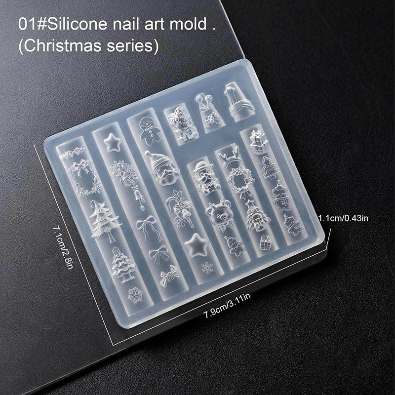 Рождественский снеговик, рождественская елка, 3D форма для ногтей, снежинки, снеговики, украшения для ногтей, DIY дизайн, силиконовая форма для маникюра, нейл-арт